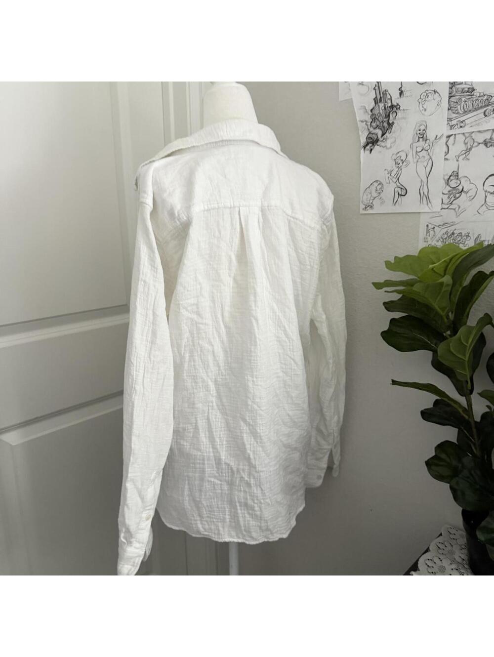 J.Crew white linen button up shirt - Picture 2 of 4